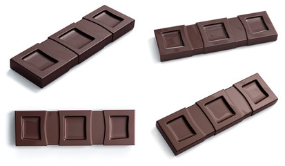 chocolate bars isolated on white background