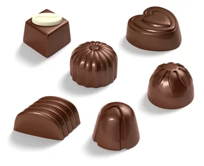 Abwaschbare Fototapete Süßigkeiten chocolate candies  isolated on white background
