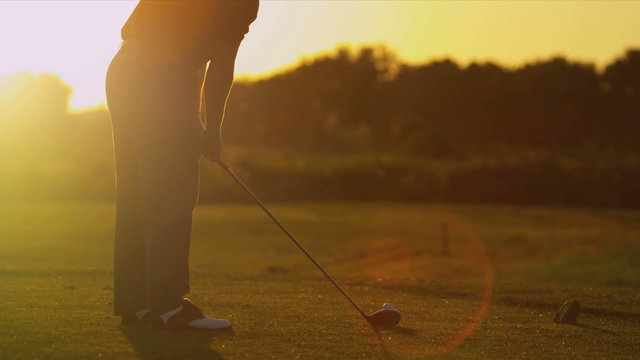 Vacation Golfer Sunset Teeing Off 