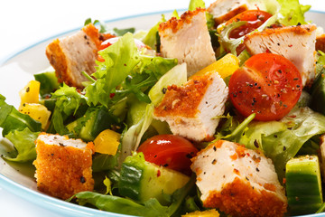 Fried chicken breast and vegetables