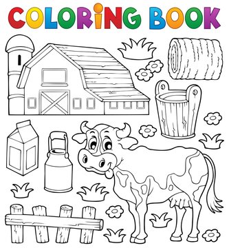 Coloring book cow theme 1