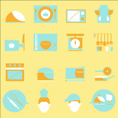 Kitchen color icons on yellow background