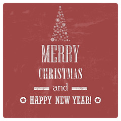 Retro Vintage Merry Christmas Background with Grunge Effect