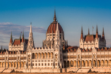 Obraz premium The building of the Parliament in Budapest, Hungary