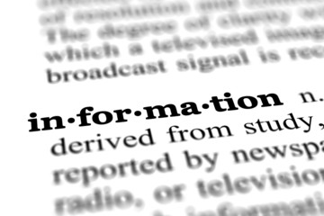 information word from dictionary, close up