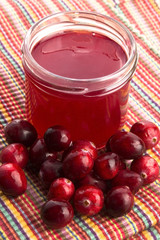 Jelly with Cranberries in Glass