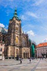 The west facade of St. Vitus Cathedral in Prague (Czech Republic