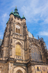 Fototapeta na wymiar The west facade of St. Vitus Cathedral in Prague (Czech Republic