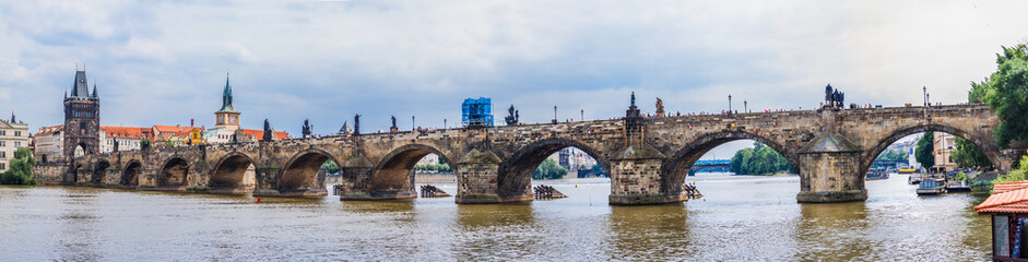 Fototapeta na wymiar Karlov or charles bridge and river Vltava in Prague in summer