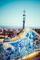 Tableaux ronds sur plexiglas Anti-reflet Barcelona Park Guell in Barcelona, Spain.