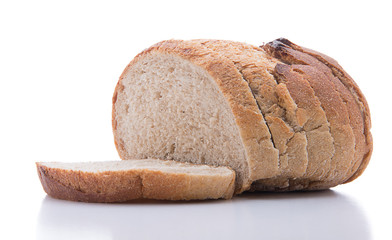 Sliced wheat bread isolated on white background