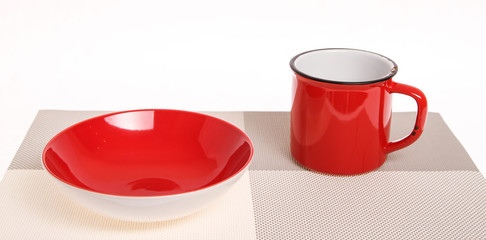 Empty cup and bowl