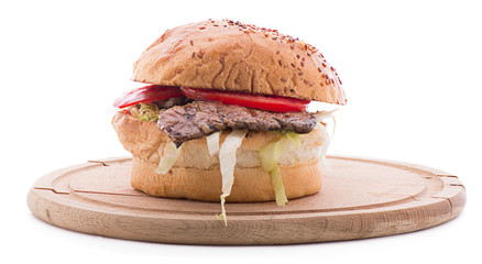 Steak burger isolated on white background