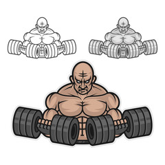 Bodybuilder with dumbbells