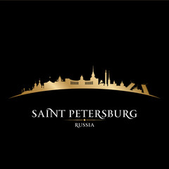 Saint Petersburg Russia city skyline silhouette black background