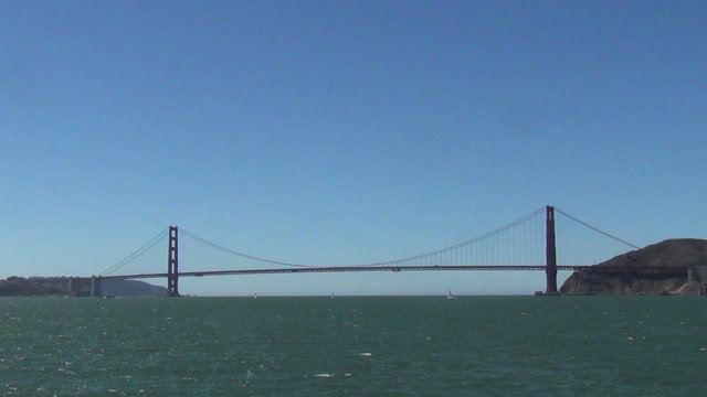 Golden Gate bridge seen fromamoving boat