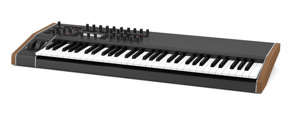 black synthesizer isolated on white background