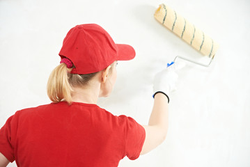 woman painter at indoor work