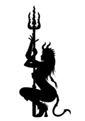 Devil woman striptease silhouette