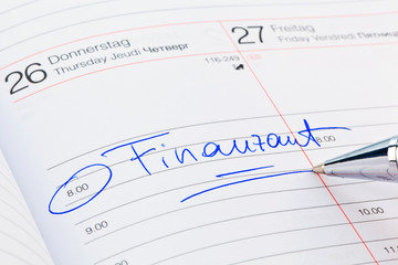 entry in the calendar: finance office