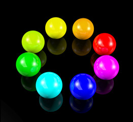 circle of 3d colorful balls
