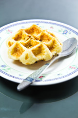 freshly baked waffles on plate