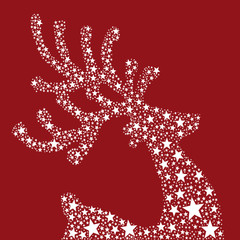 stars reindeer red background