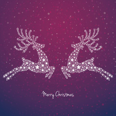 stars reindeer snowy background