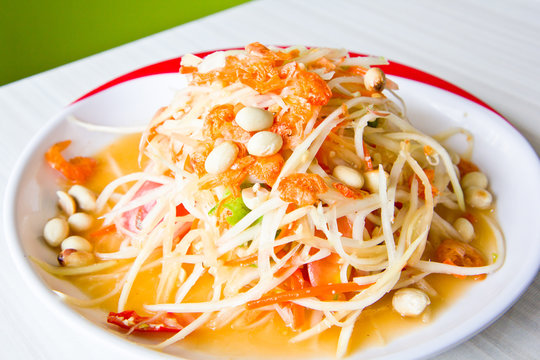 Thai cuisine - hot and spicy papaya salad