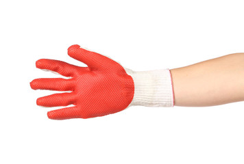 Rubber protective red glove.