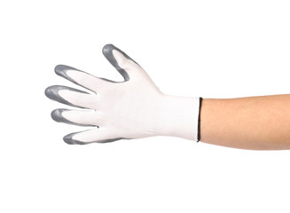 Rubber protective gray glove.