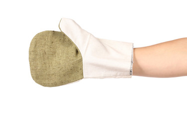 Working gauntlet on hand.