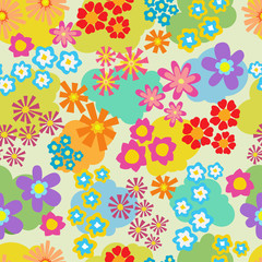 Obraz premium Seamless pattern with bright multicolored flowers