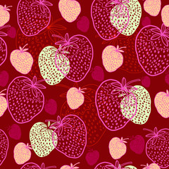 Seamless pattern with strawberries