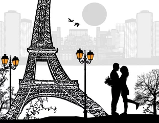Photo sur Plexiglas Illustration Paris Amoureux à Paris