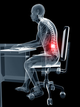  illustration of a man working on pc - wrong sitting posture