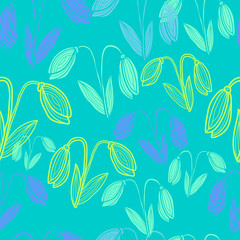 floral seamless pattern with snowdrops