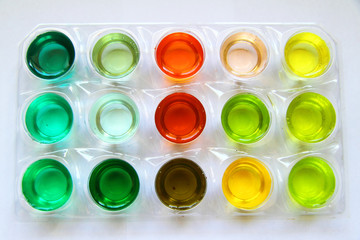 Palette with the dissolved paint