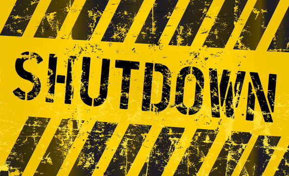 shutdown sign, grungy style, vector illustration
