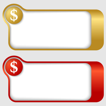 Set Of Two Abstract Text Frames With Dollar Sign