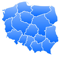Map of Poland blue