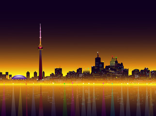 Naklejka premium Toronto at Night - Vector Illustration