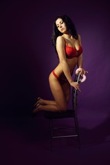 Beautiful brunette in the studio