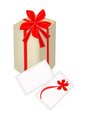 Gift Box with Red Ribbon and Gift Card