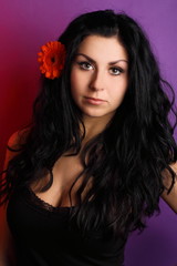 Naklejka premium Beautiful brunette in the studio
