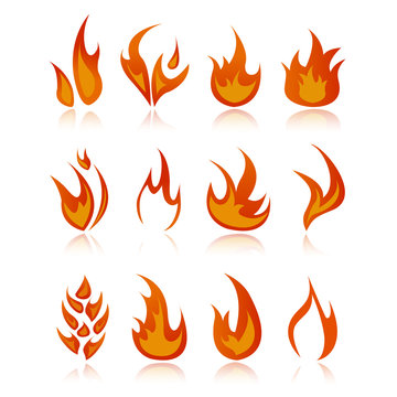Set of fire icons.Vector illustration