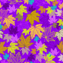 Seamless pattern with colorful maple leaves