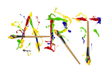 Paint and painbrushes painted word art