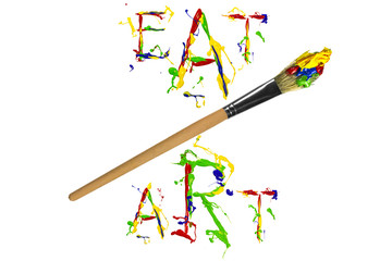 Multicolor paint slogan and paintbrush