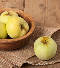 Antonovka apples on wooden